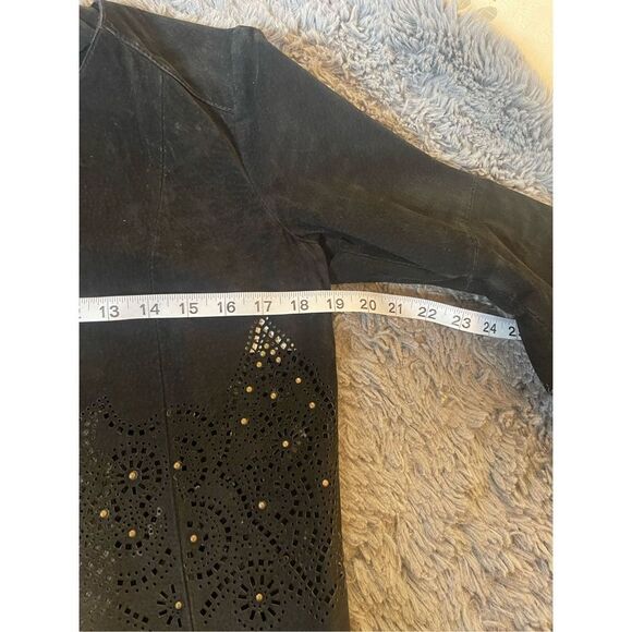 Vintage speigel women’s leather laser cut flare sleeve crop jacket 8 - Picture 5 of 6